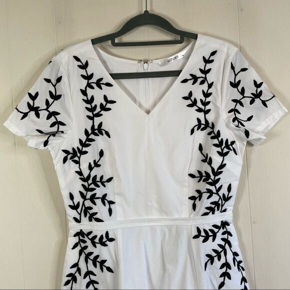 eShakti Leafy Vine Embroidery Poplin Dress - Picture 2 of 4